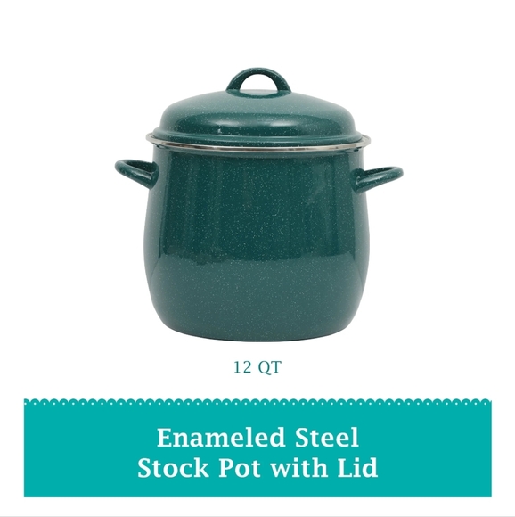 ❤️ New Pioneer Woman Green Speckle  12 Quart Enamel on Steel Stock Pot - Picture 7 of 9